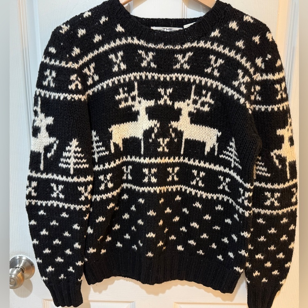VTG Woolrich Black and White Nordic Crew Neck Sweater VERY GOOD COND!🖤